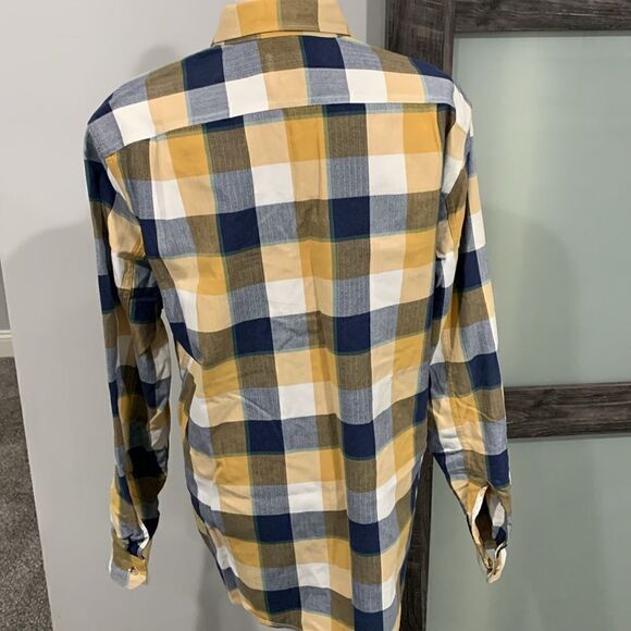 J. Crew size L blue, yellow, white, green plaid button down work shirt - Picture 3 of 3